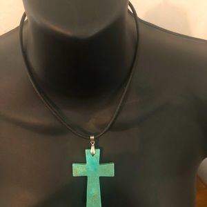 Black choker with turquoise cross